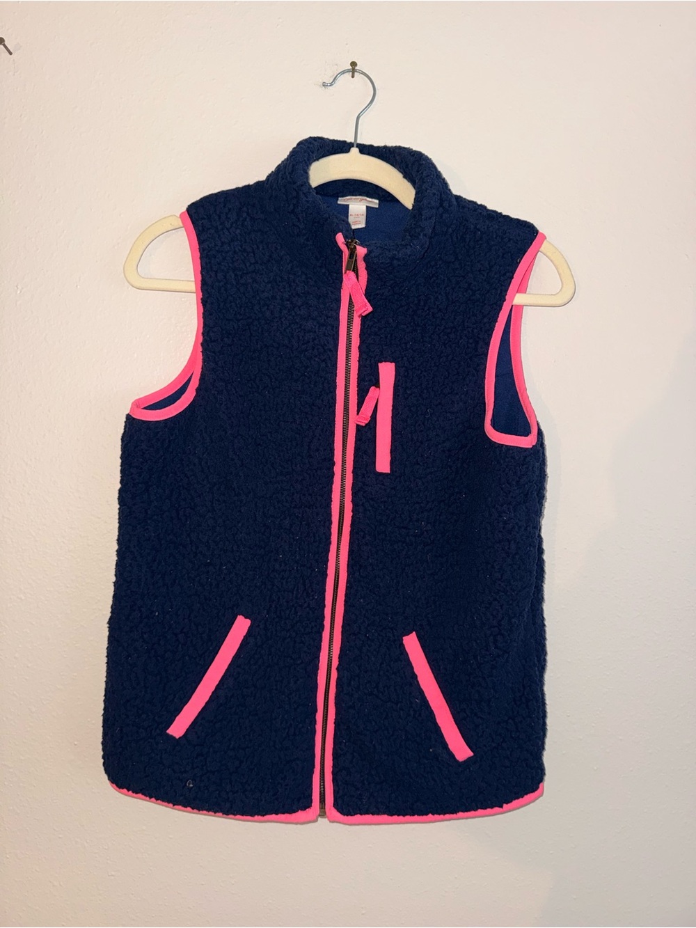 Cat & Jack Navy Sherpa Vest with Pink Accents